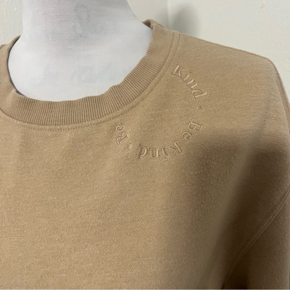 Nobody's Child Medium Camel “Be Kind" Circle Logo Crew Sweatshirt Organic Cotton - Picture 4 of 9